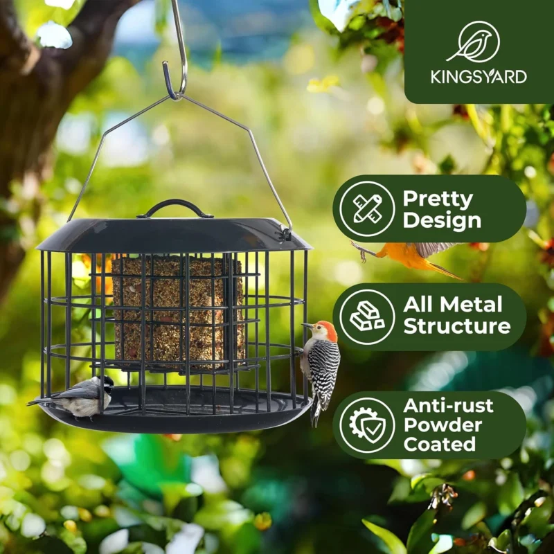 Squirrel Proof Suet Feeder Cage Bird Feeders for Outdoors Hanging All Metal - Image 3