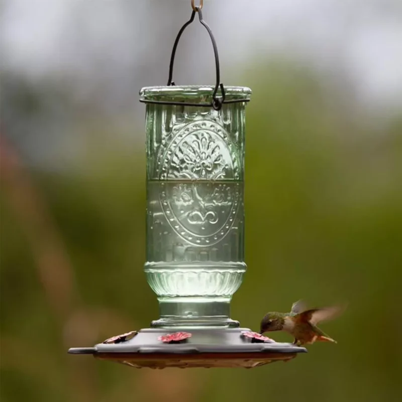 Vintage Hummingbird Feeder, Antique Glass Hummingbird Feeders for Outdoors, 5 Fe